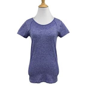 Nike T Shirt Womens S Small Blue Heather Short Sleeve Crew Neck Dri Fit Knit